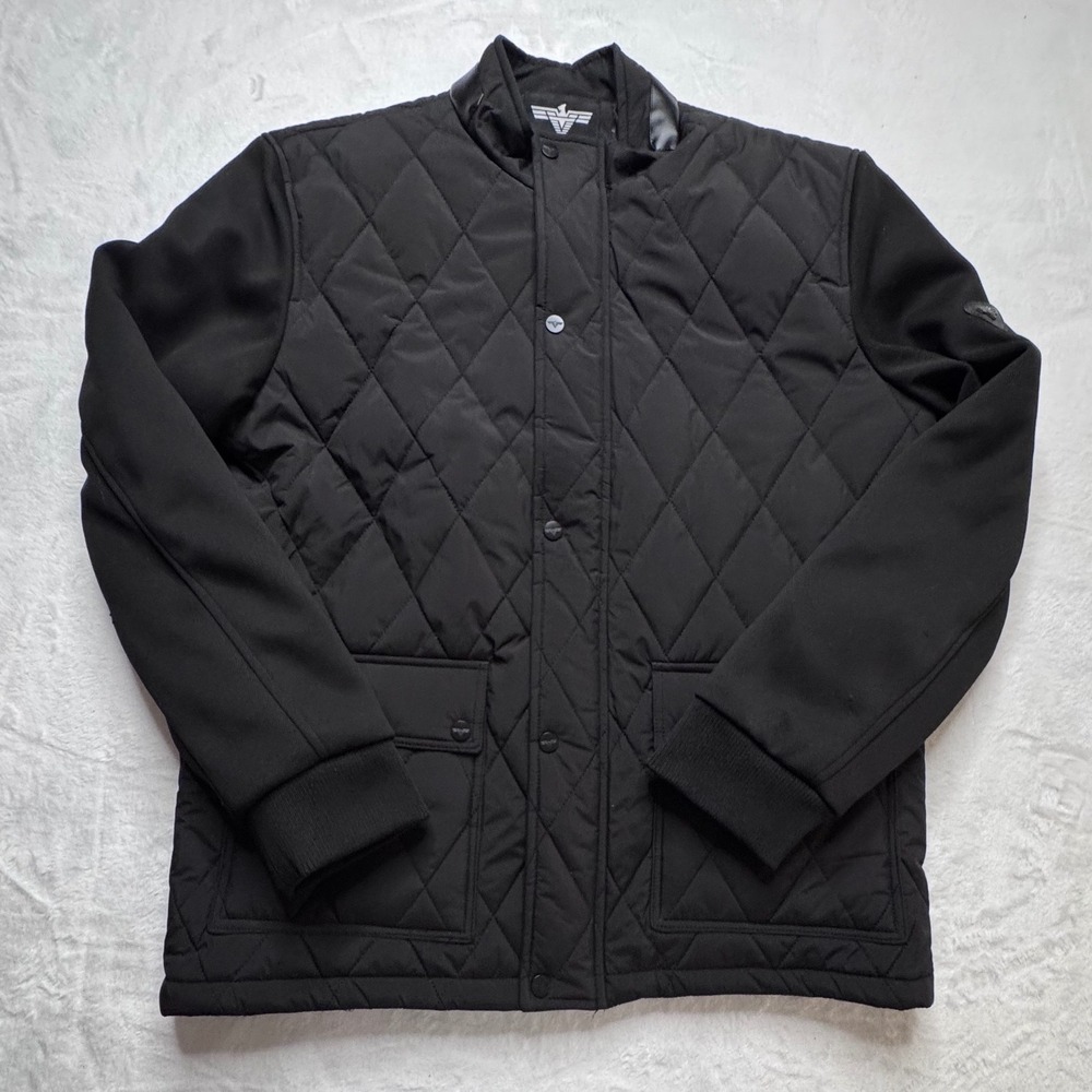 V.I.P. Collection Mens XXL Quilted Hybrid Jacket Black Full Zip Puffer Coat